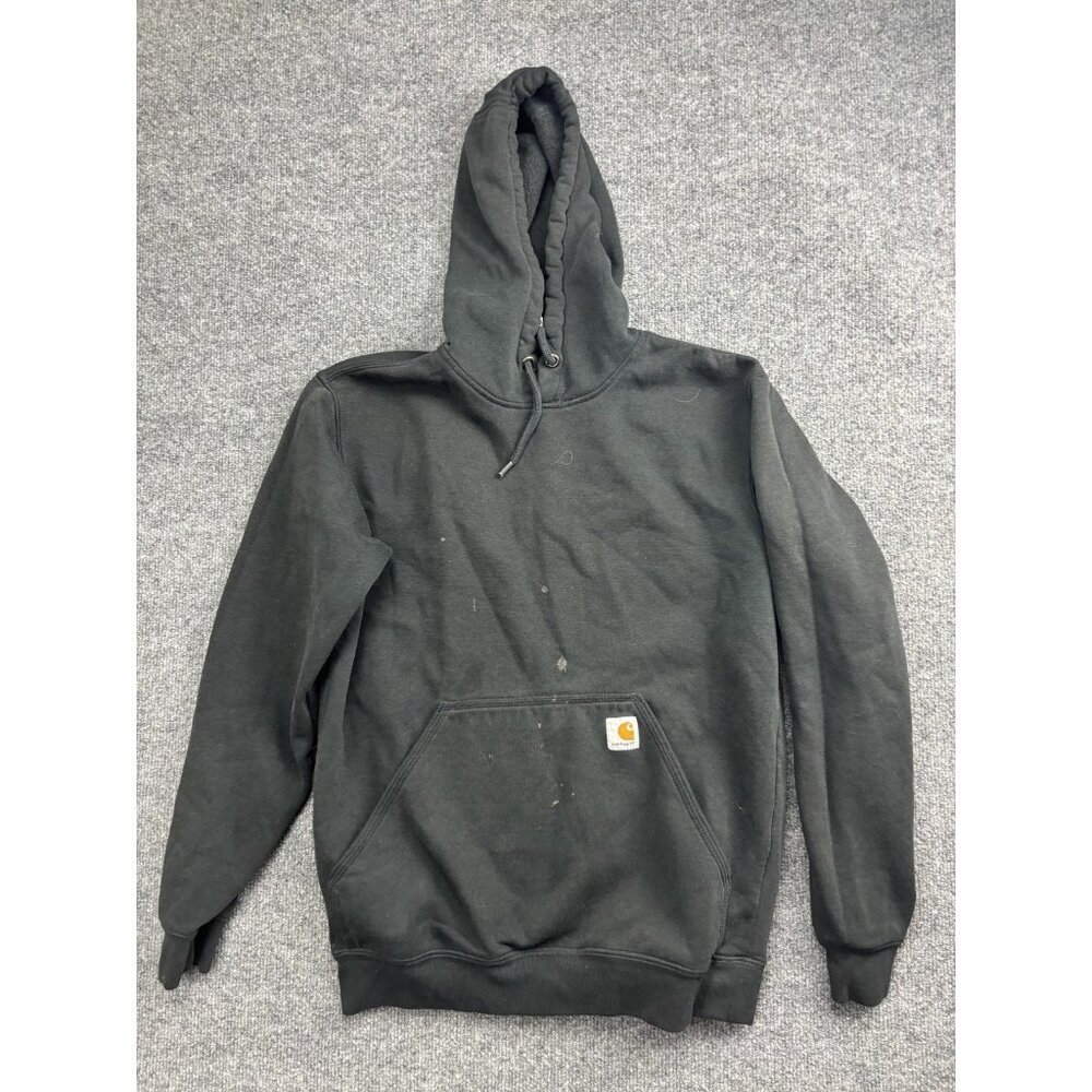 Carhartt Hoodie Mens Small Black Pullover Fleece Sweatshirt Loose Fit TS0121